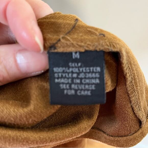 JEALOUS TOMATO camel tan boho faux suede embroidered mini dress size medium - Picture 6 of 6